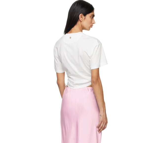 Rabanne White Gathered T-Shirt Size Small - Picture 3 of 4